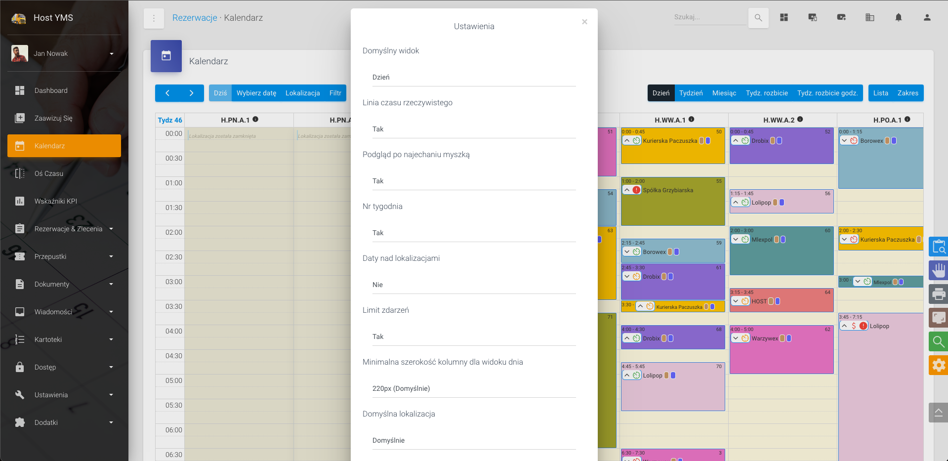 Kalendarz (ustawienia widoku)