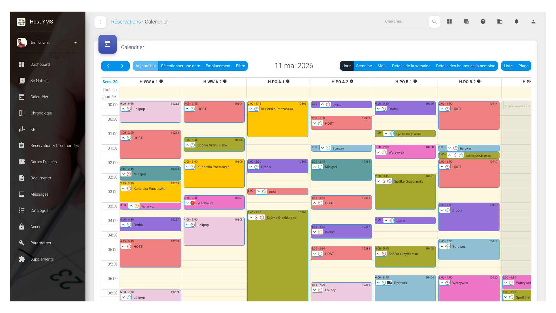 Calendrier (vue journalière)