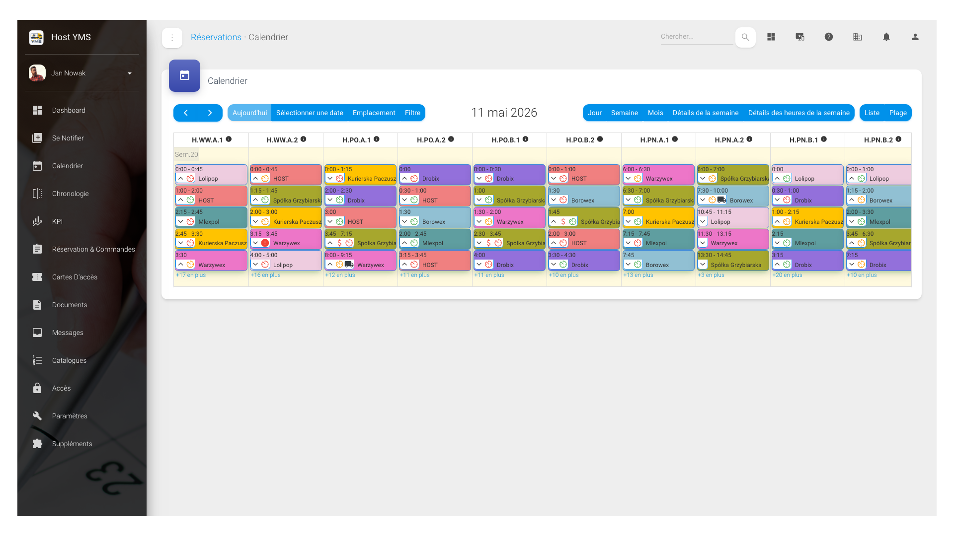 Calendrier (vue liste)